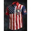 Camisa de Manga Curta com Gola Cubana Retrô Camisa de Manga Curta com Estampa Digital 3D e Elasticidade nas Quatro Direções Camisa de Manga Curta de Marca Americana Tendência