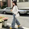 Camiseta Básica Feminina YOJIA Primavera e Outono 2026 Nova Moda Versátil Manga Longa para Menina Algodão Puro Roupa de Outono Infantil
