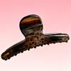 Presilha de Cabelo Grande Estilo Francês de Ponta com Estampa de Leopardo e Laço para Mulheres, Acessório Simples para Penteados Presos