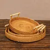 Atacado do fabricante Cesta de frutas de rattan do Vietnã Cesta japonesa para pão e pães Cesta de armazenamento doméstica para sala de estar Bandeja tecida de bambu