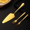 Espátula para Pastel de Acero Inoxidable con Espátula Triangular Dentada Vajilla para Pastel Cuchillo para Pizza Tenedor de Tres Púas Herramienta para Hornear Se Puede Imprimir con Logotipo