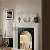 Gabinete Decorativo de Chimenea Estilo Retro Americano, Gabinete de Almacenamiento Texturizado Blanco y Negro, Gabinete de Entrada para Sala de Estar Estilo Francés con Luces, Gabinete Lateral Artístico
