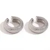 Moda Europea y Americana Pendientes Exagerados Simples Versátiles de Personalidad Acero Inoxidable Color Hueco Calado Luz de Lujo Pendientes de Gama Alta para Mujeres
