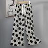 Pantalones de Pijama de Algodón Finos de Verano para Mujer con Estampado de Dibujos Animados, Pantalones de Pierna Ancha para Mujeres Embarazadas, Tallas Grandes, Adecuados para Usar Afuera, Pantalones Largos de Algodón, Exportación