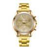Relógio Feminino de Quartzo Romano de Três Olhos Mais Vendido 2024 Casual Aço Inoxidável Dourado Feminino Pronto para Cross-Border