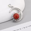 Colgantes de Piedra Natural y Cristal de Estrella y Luna de Venta Caliente Europea y Americana, Regalos de Moda, Colgantes de Collar de Cuarzo Rosa, Accesorios de Joyería al por Mayor
