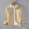 Camisa de Manga Larga para Hombre de Trabajo de Primavera y Otoño Nueva Holgada Versátil Color Sólido Ropa Exterior Tendencia Japonesa Chaqueta Camisa Casual