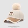Gorros de Otoño e Invierno para Niños Lana Cálida Bola de Pelo Dulce Versátil Gorra de Béisbol 3-8 Años Niños y Niñas Gorra de Pico