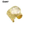 Mpr111 Anel Redondo Exquisito Personalizado em Latão Banhado a Ouro 18K Tamanho Ajustável Anel Diário para Homens e Mulheres
