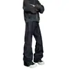 Jeans de Mezclilla Cruda Bordados Estilo High Street Americano para Hombre, Primavera y Otoño, Corte Limpio Retro Holgado Pantalones de Trabajo Acampanados