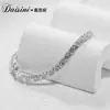 Pulsera Hip Hop Cadena Completa de Diamante Moissanita Moda Cadena de Tenis Exquisita Pulsera de Zirconia Joyería para Mano Unisex Plata S925