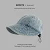Sombrero de Pescador de Mezclilla Lavada Retro, Estilo Unisex, Ala Ancha, Protección UV, Sombrero de Pescador que Cubre la Cara