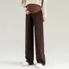 Pantalones de maternidad para primavera y otoño, pantalones anchos cálidos para mujeres de talla grande, pantalones casuales rectos gruesos forrados de forro polar para invierno