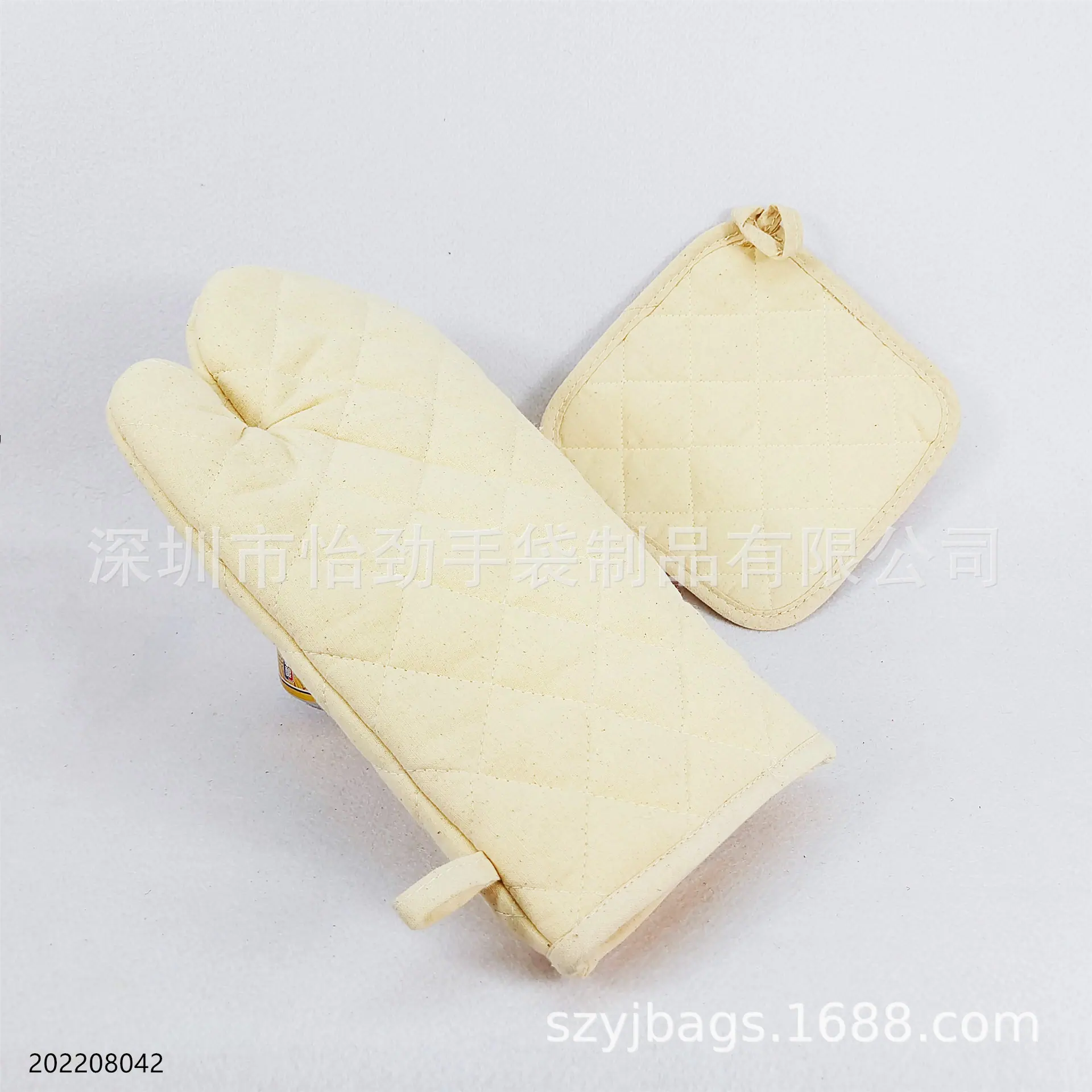 棉布厨房隔热2件套格热手套锅垫组合