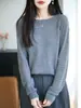 Suéter básico de lana de punto fino para mujer, ligero y cálido, adecuado para usar en primavera y otoño, y se puede usar en capas debajo de un traje o abrigo en invierno.
