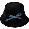 Adecuado para circunferencia de cabeza pequeña, pequeño seguro Decoración de lazo de mezclilla forma de seda suave sombrero de cubo de oreja de madera para niños primavera y verano