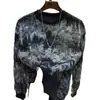 Otoño e Invierno Nuevo Estilo Cielo Estrellado Strass Polar Engrosado Cuello Redondo para Hombre Camiseta de Manga Larga Casual Elegante Camiseta Base
