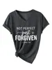 No Perfecta Solo Perdonada Estación Independiente de Amazon Camiseta Casual Cómoda de Manga Corta con Cuello en V para Mujer