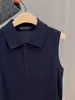 Precioso Chaleco de Punto de Seda de Hielo para Mujer, Ropa Exterior de Verano, Delgado Estilo Francés, Sensación de Alta Gama, Cuello Polo, Top sin Mangas