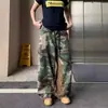 Pantalones de trabajo de leñador con estampado de camuflaje y leopardo, retazos retro americanos, unisex, jeans casuales rectos holgados y elegantes