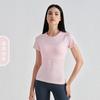 Top de Yoga Delgado Sin Costuras para Mujer Sensación Desnuda Delgado Transpirable para Correr Deportes Fitness Manga Corta Cintura Ajustada Cuello Redondo Top de Yoga