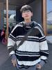 Suéter Masculino Inverno Novo Jovem Listrado Contraste Malha Suéter Estilo Japonês Moda Marca Retro Estilo Preguiçoso Suéter Jaqueta