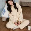 Pijama Espeso Estilo Coreano Nuevo Estilo Cremallera Estilo Perezoso con Capucha Acolchada Ropa de Abrigo Cálida de Invierno para Mujer Ropa de Casa