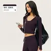 Conjunto de ropa de yoga con un toque de alta gama para mujer, conjunto de ropa de fitness adelgazante de manga larga, conjunto de ropa para deportes al aire libre y entrenamiento de Pilates