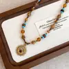 Collar Colgante de Cuentas de Arroz de Acero de Titanio Dopamina Cadena de Clavícula Bohemia Estilo Étnico Retro Joyería Versátil para Mujeres