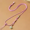 Corda de Pingente de Lótus de Lado Único com Pingente de Jade e Ouro, Corda de Colar com Pingente de Jade Fresco Tecida à Mão para Homens e Mulheres, Atacado