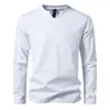 2024 outono nova tendência da moda masculina gola V manga comprida camiseta moda algodão camiseta base britânica