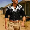 Estação independente da Amazon para a Europa e os Estados Unidos, com estampa 3D. Camisa masculina de manga comprida em estilo western.