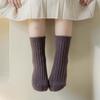Calcetines para Niñas Otoño e Invierno Color Sólido de Longitud Media Estilo Coreano Bebé Niña Acolchados Cálidos Felpa con Pelo Vertical