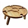 Fábrica en stock mesa de comedor portátil de madera mesa de refrigerios de ocio plato para refrigerios de nueces mesa de frutas botellero para exteriores al por mayor