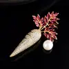 Broche de alta qualidade em formato de cenoura com zircônia, corsage para casaco, simples, versátil, pin de moda para roupas, atacado