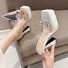 Tacones Altos, Sandalias de Tacón Grueso, Plataforma Impermeable, Zapatillas de Boca de Pez de Suela Gruesa de Gama Alta, Zapatos de Mujer Sexy para Discoteca con Pedrería Muy Altos