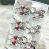 Pinza para el cabello con forma de fresa y lazo de pedrería estilo coreano de lujo ligero para niñas, pasador lateral, accesorio para el cabello al por mayor