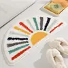 Alfombra de Baño Curva Transfronteriza Estilo Bohemio Linda, Suave, Esponjosa y Muy Absorbente para Piso de Baño