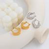 Pendientes geométricos huecos minimalistas de estilo Hong Kong, populares y de moda, de acero inoxidable chapado en oro de 18 quilates, para mujer, de alta gama y combinables.