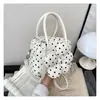 2026 Nuevo Estilo Coreano Lindo Bolso de Hombro de Lunares Blancos y Negros de Gran Capacidad Bolso de Mano Versátil Casual para Viajes para Mujeres