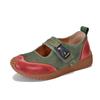 [Precio del Evento 135] Casual y Más Fácil de Combinar Tacón Plano Parte Superior Baja Primavera y Verano Nuevo Cuero Genuino Combinación de Colores Zapatos de Mujer Velcro