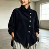 26 Chaqueta Abrigo de Pana Irregular Holgada Hombro Caído Botón Angulado Nuevo Otoño e Invierno Europeo y Americano para Mujer Múltiples Colores Venta al por Mayor