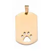 Venta Caliente Transfronteriza Acero Inoxidable Rectangular Placa para Perro Joyería Accesorios Hueco Garra de Perro Placa Militar Colgante DIY Collar Llavero