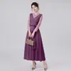 Vestido Elegante de Manga Longa para Mulheres 2026 Novo Estilo Diário para o Trabalho Vestido Emagrecedor Fornecimento Transfronteiriço Sudeste Asiático