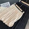 Falda plisada romántica de textura ligera, cintura alta elástica, adelgazante, recta de longitud media, nueva de verano Y0719Q