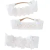 Faixa de Cabelo com Flor de Renda Branca Tesouro Feminino Conjunto de 3 Peças Tiara de Renda Princesa Nylon Acessórios de Cabelo Bordados Vazados para Bebê