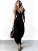 En stock 2026 nuevo mono de moda europea y americana con textura, sin mangas, cuello en V, de lino sintético para mujer
