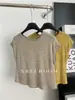 Estilo Verano 2025/Camiseta de Manga Corta de Punto Casual Simple con Cuello Redondo y Hombros Caídos para Mujer, Popular Europea y Americana, Top Base Ajustado