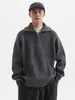 Suéter Vintage com Meio Zíper para Homens, Tricô Novo para Outono e Inverno para Casais com Gola Lapela, Peça Básica Estilo Japonês