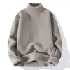 Suéter de Invierno y Otoño para Hombre de Cuello Alto Cálido, Manga Larga, Color Sólido Versátil, Suéter de Cuello Alto Grueso de Forro Polar Cálido